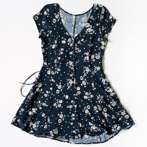 SOLD - Mudd black floral skater dress